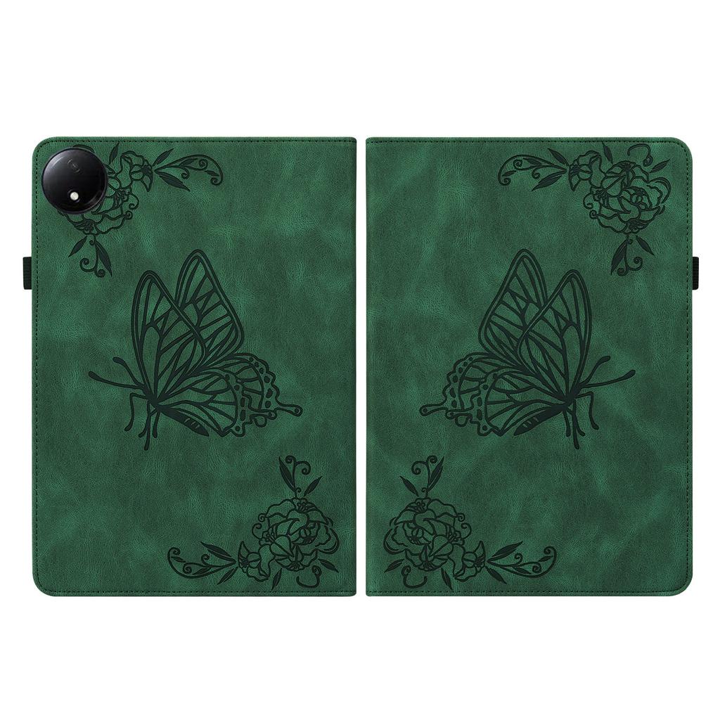For Xiaomi Redmi Pad SE 4G 8.7 inch Case Butterfly Flower Imprint PU Leather Tablet Cover with Card Slots