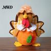 Seasonal Indoor Ornament Thanksgiving Plush Turkey Doll, Stuffed Animal Figurine, Autumn Holiday Tiered Tray Decor Harvest Tabletop Decoration