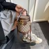 Cylinder Bag, Women's New Single Shoulder Diagonal Cross Bag, Handbag, Fashionable and Versatile, Retro Printed Bucket Bag