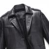 Genuine Leather Jacket Men's Cowhide Leather Jacket Mid-length Leather Windbreaker Suit Collar Leather Suit Jacket Autumn and Winter Hot Style
