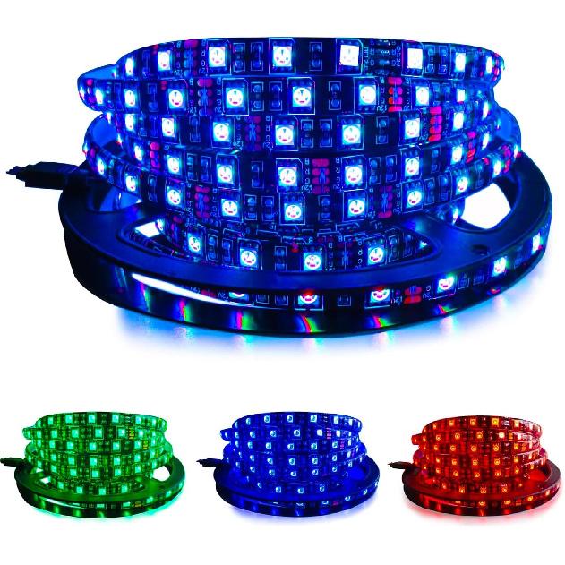 5M Black PCB 5050 RGB LED Strip Waterproof IP65 300 SMD Black PCB Board DC 12V Flexible Light