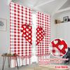 2pcs,2D Plane Printing Contemporary Curtains Checkered Love Durable 100% Polyester Fabric (without Rod) All Seasons Use for