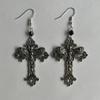 Dark Punk Gothic Moth Cross Earrings: European & American New Exaggerated Design
