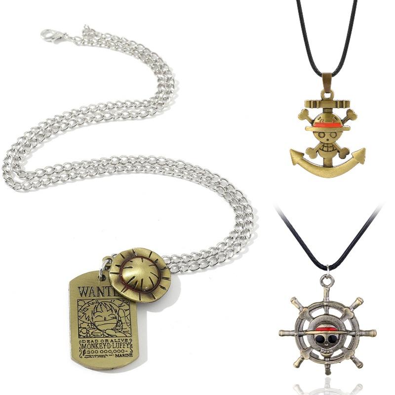 Japanese Anime One Piece Pirate King Gol D. Roger Pendant Necklace Cartoon Style
