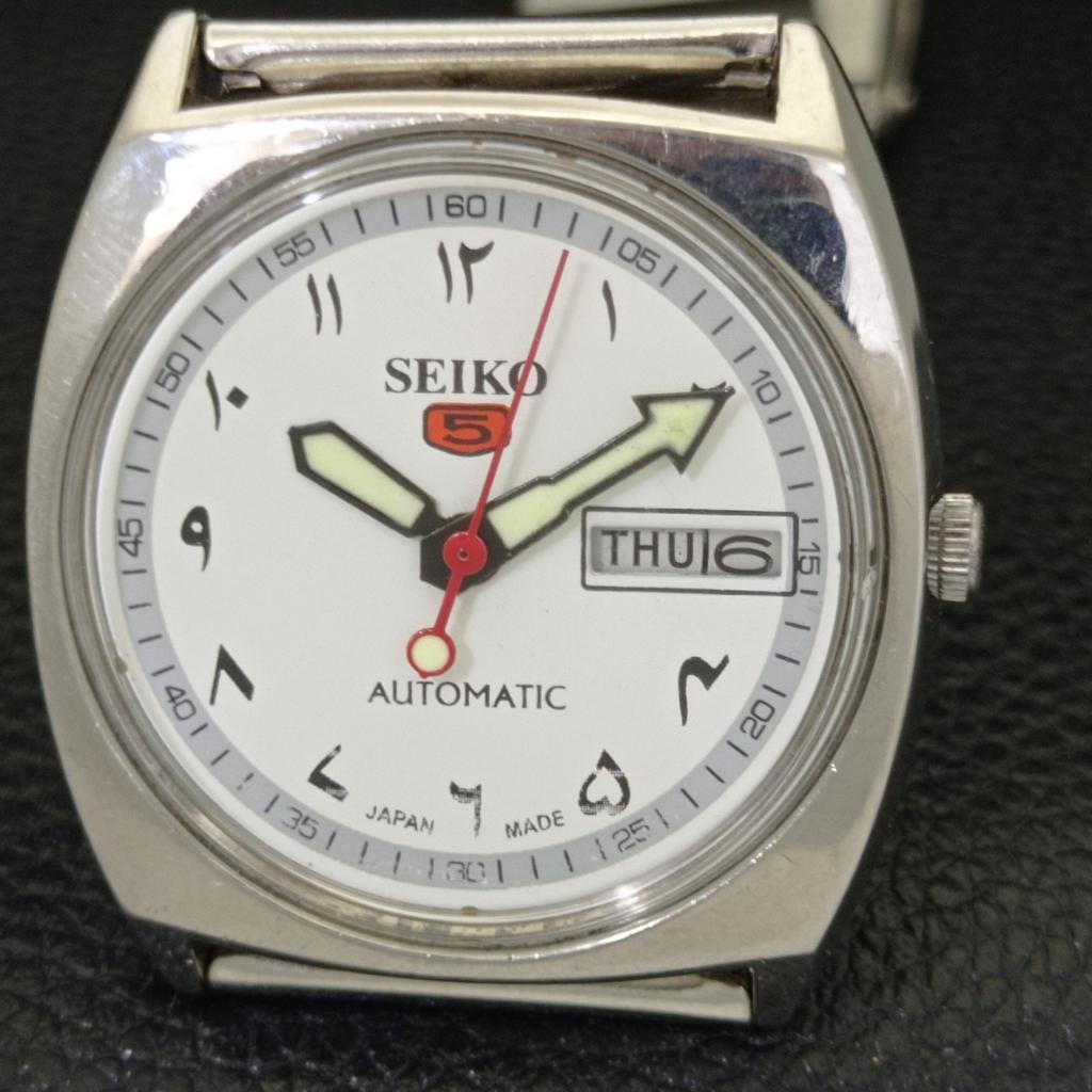 AUTOMATIC 6309A VINTAGE SEIKO 5 JAPAN MENS ARABIC WHITE DIAL WATCH A701670-5