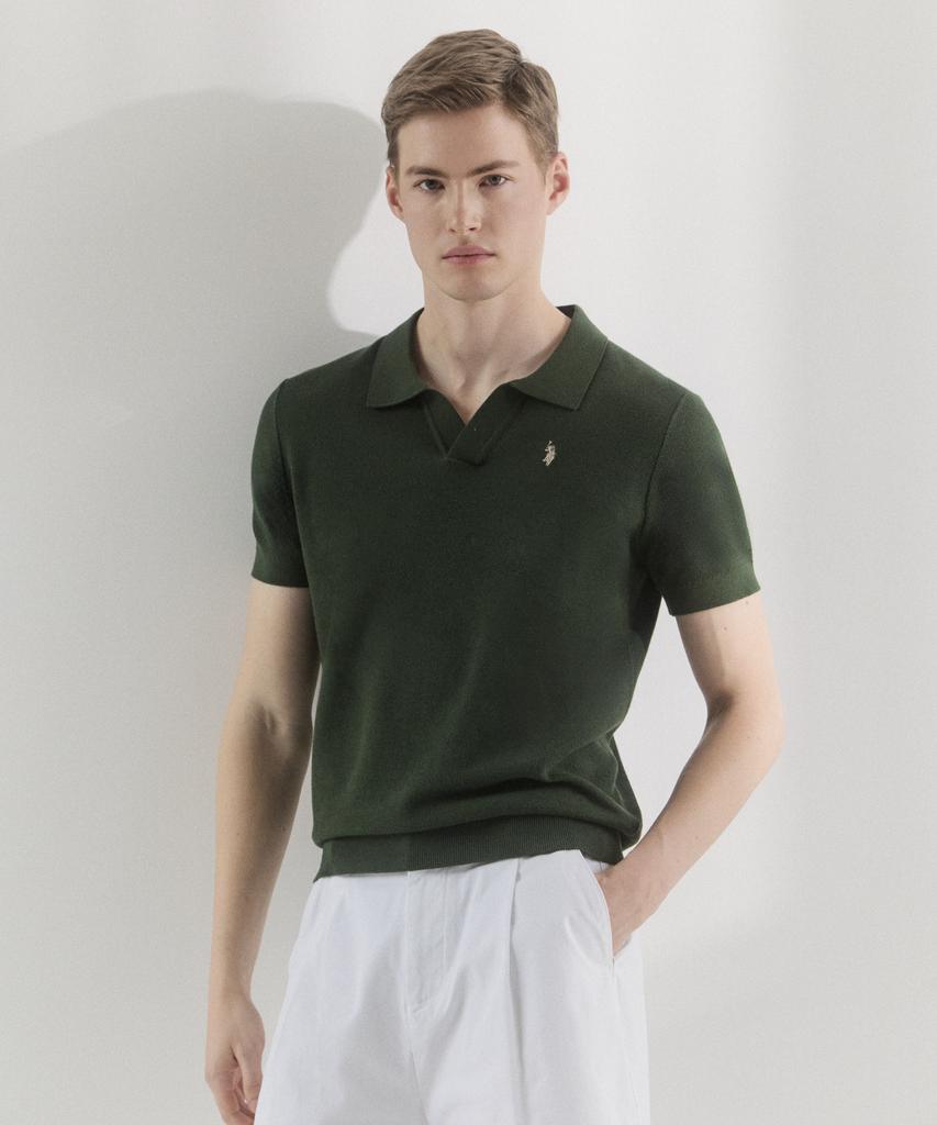 USPOLOASSN Cotton Short Sleeve Collared Knit_Dark Green