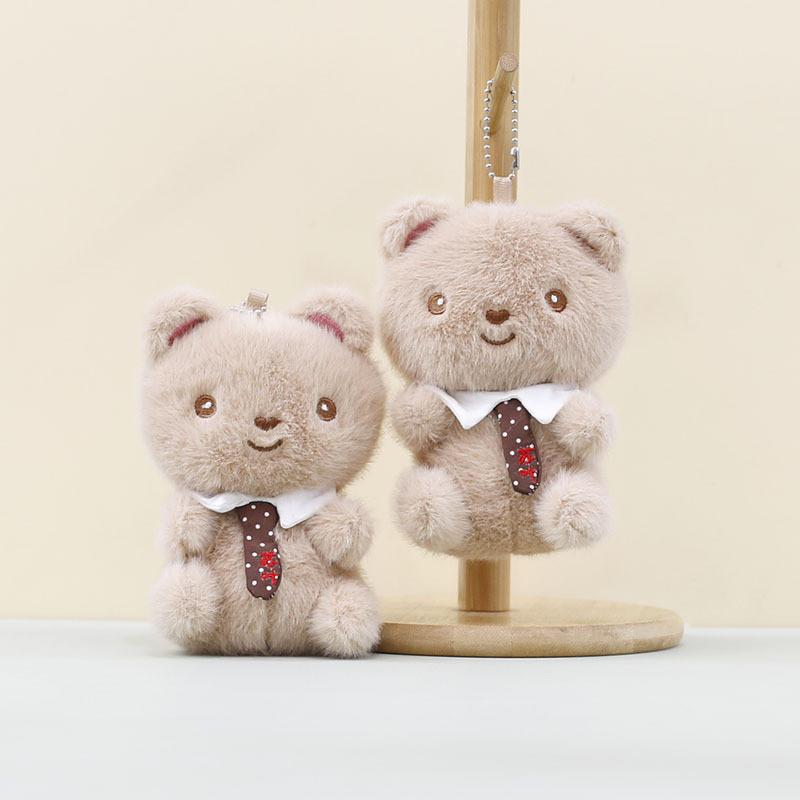 Bear Tie Plush Stuffed Animal With Soft Pp Cotton For Gift For Keychain Teens