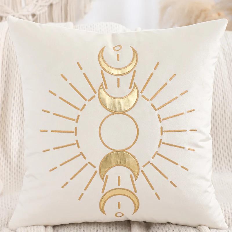 Vikama Ramadan Cushion Cover Gold Star And Crescent Design Islamic Decor Muslim Suitable For Sofas, Living Rooms, Prayer Rooms