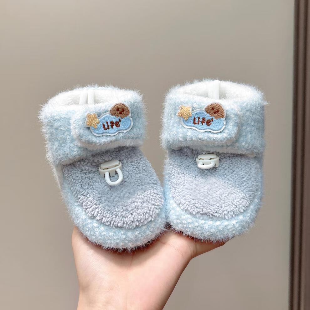 

MiDu Fleece-Lined Baby Foot Covers 2025: Soft, Warm, Non-Slip Sole Cotton Shoes for Autumn/Winter. M Inner Length 12.5cm, Recommended for 7-15 months
