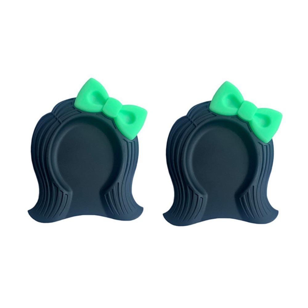 

2pcs Cartoon Women Hair Spoon Rest Heat Resistant Utensil Holder Creative Spatula Holder Countertop зелёный
