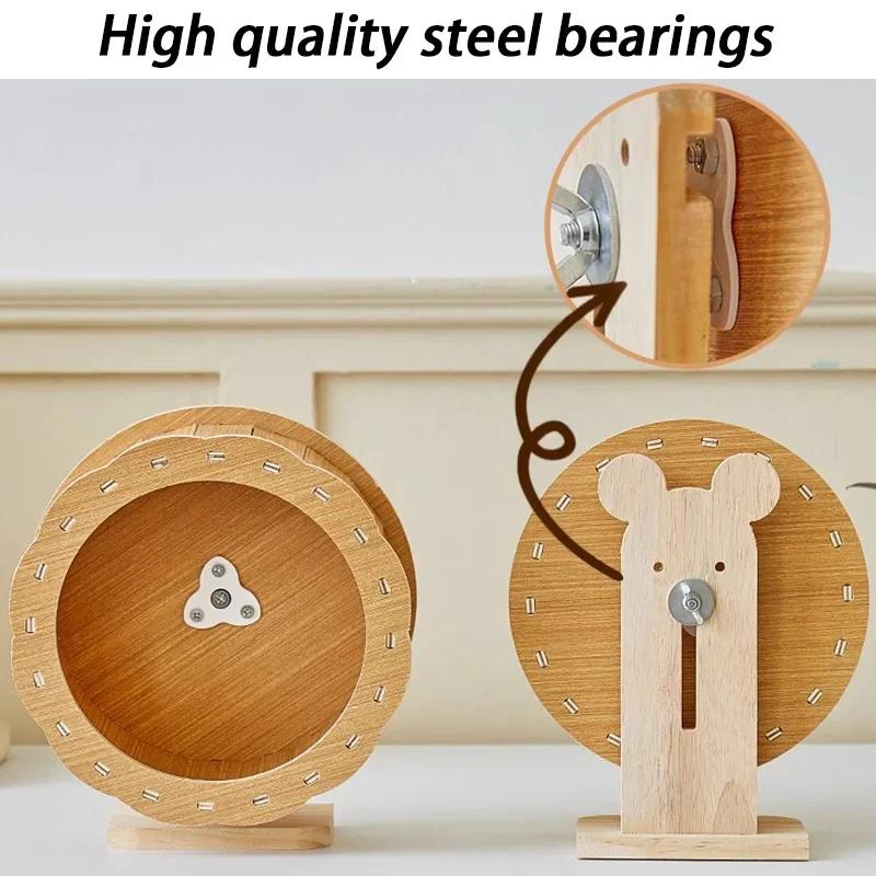 Wood Hamster Small Villa Wheel Silent Exercise Running House Hamsters Wheel with Bracket Roller Train Hamster Toys Pet Products