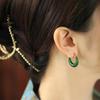 Gold-Plated Green Jasper Retro Dangle Earrings: Natural Chalcedony, Imitation Hetian Jade, Chinese National Style for Women.
