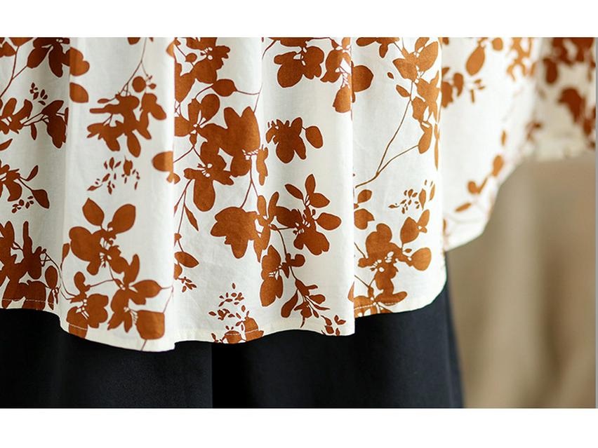 2024 Women's Loose Leaf Print Slim T-Shirt - Round Neck, Lightweight, and Comfortable