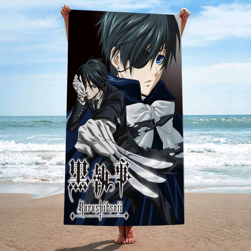 Japanese Anime Black B-butler Microfiber Beach Towel Absorbent Quick Dry Soft Yoga Swimming Resort Mountain Climbing Towel