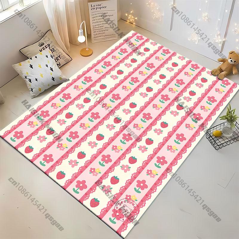Strawberries flowers patterncarpet Yoga living room room decor children's crawling mat doormat area rug games floor mat