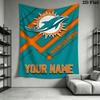 Name Benutzerdefinierte Miami Dolphins Logos Wandteppich Ästhetischer Wandbehang Gedruckter Stoffdecke Dekorative Wandteppiche für Schlafzimmer Wohnzimmer Heimdekoration