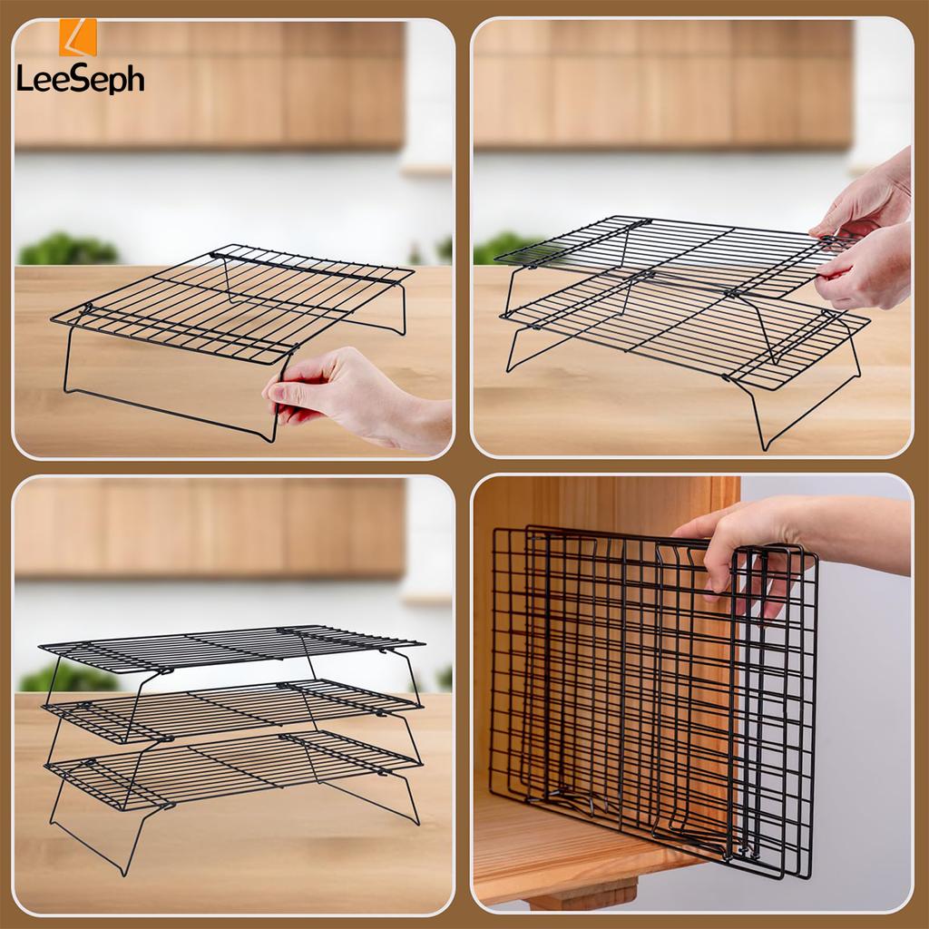 Leeseph Etagen-Kühlgitter zum Backen, faltbares Gitter für Kekse, Kuchen, Gebäck, perfekt zum Kühlen und für die Backorganisation