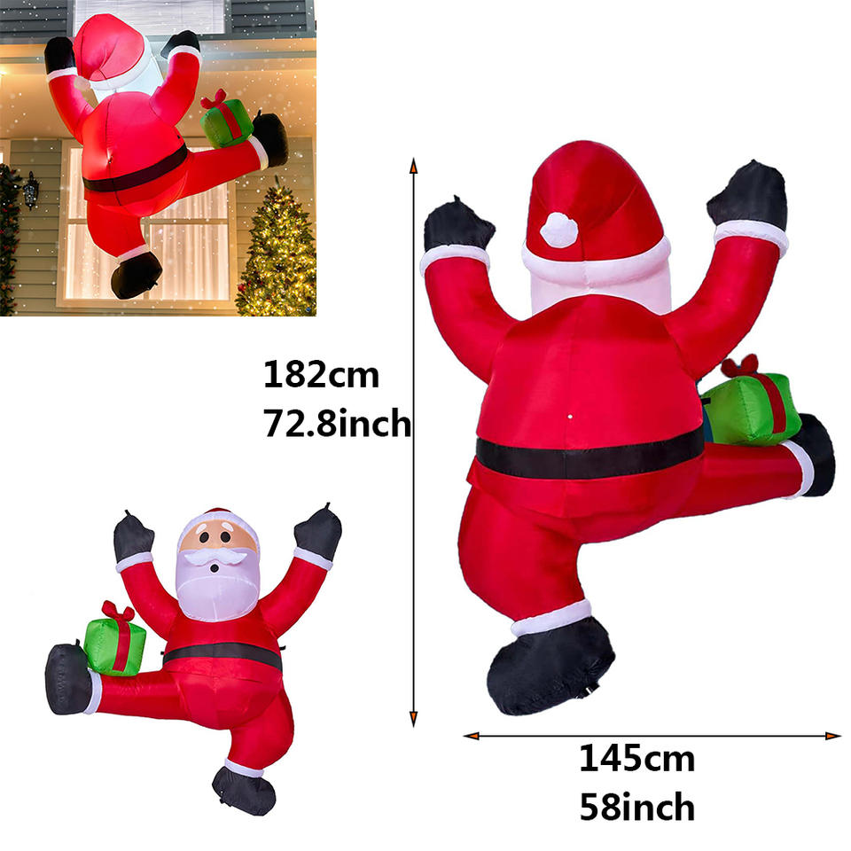 

8ФУТОВІ Надувні Різдвяні Тримають Мішок з Подарунками Зовнішні Прикраси Надувний Різдвяний Дід Мороз, що Лізе, Домашні Прикраси для Двору UK Plug