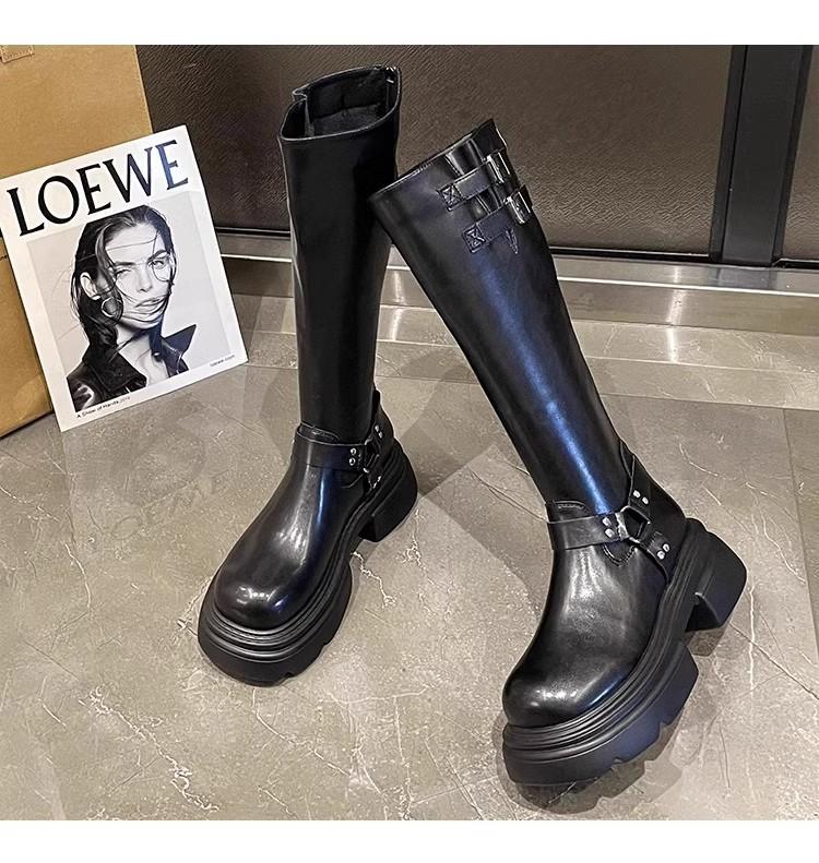 

Новые зимние джинсовые сапоги женские ретро коричневые высокие сапоги с пряжкой на ремне с круглым носком сапоги сапоги длиной до колена 40