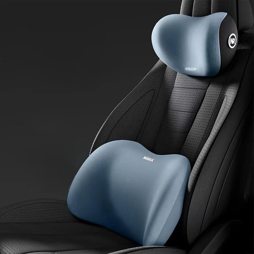 Ergonomic memory foam car seat cushion - suitable for all seasons comfort car headrest - lumbar cushion or headrest or set