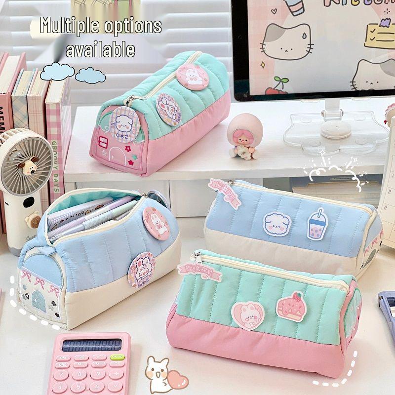High-Capacity Cute Embroidered Pencil Case for Students