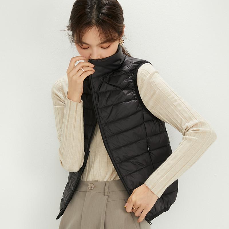 Thin Down Jacket Vest Women's New Autumn and Winter 2024 90 White Duck Down Vest Stand-up Collar Short Vest Tide
