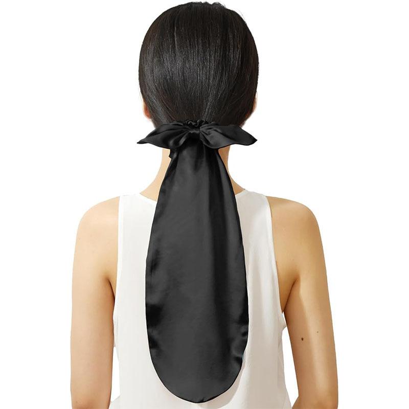 

Long Tail Satin Sleep Cap for Women 2PCS Double Layer Night Hair Bonnet Soft Curly Hair Care Hat Household Styling Accessories чёрный