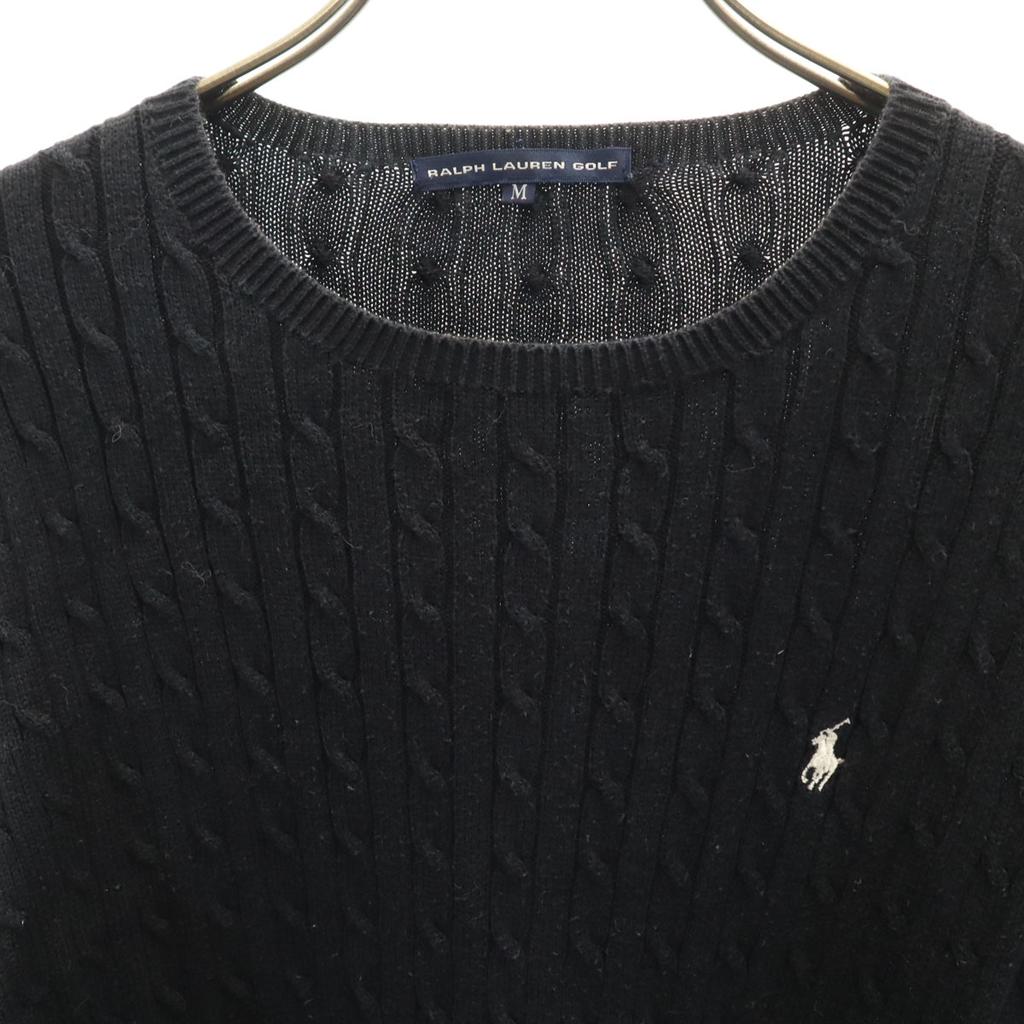 RALPH LAUREN GOLF Langarm Zopfmuster M Schwarze Serie Pullover Damen Gebraucht