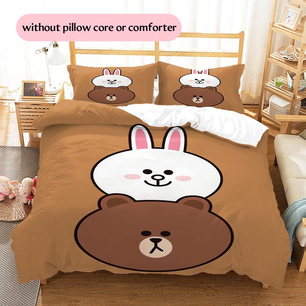 Brown & Cony Love Bedding Set Duvet Cover Pillowcase No Filler, Soft Home Bedroom Decor, Perfect Gift for Fans.chl