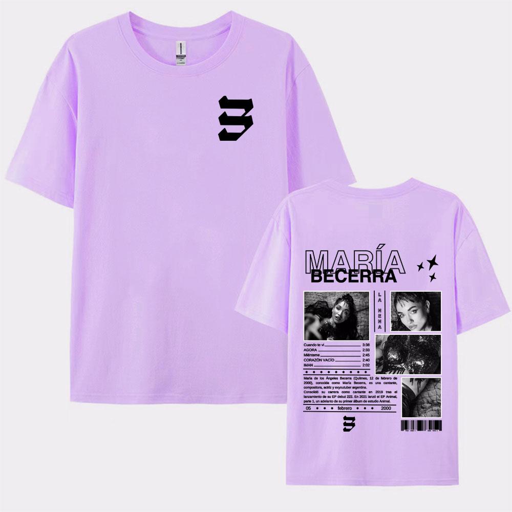 Singer Maria Becerra La Nena Tour 2025 Graphic TShirts Unisex Women Retro Hip Hop Fashion Oversized T Shirt Cotton Casual Tshirt