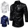 Men Shirt Sequin Solid Color Performance Formal Spring Dress Shirt for Groom