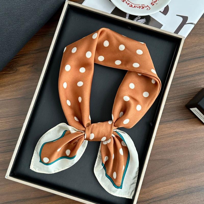 Polka Dot Silk Scarf Square Scarf High-end New Versatile Decorative Scarf Scarf Scarf Neck Cashew Flower Scarf Shawl Can Be Used As a Tube Top
