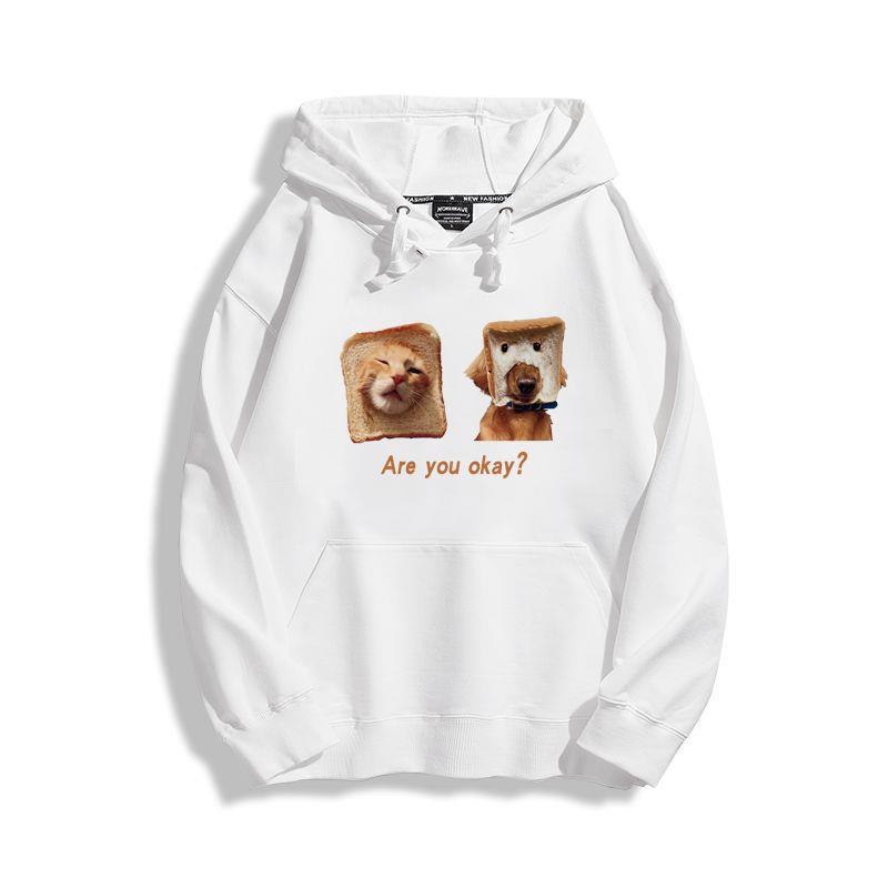 American Creative Fun Spoof Cartoon Cat and Dog Printed Hooded Sweater Men's and Women's Loose Plus Size Sportswear