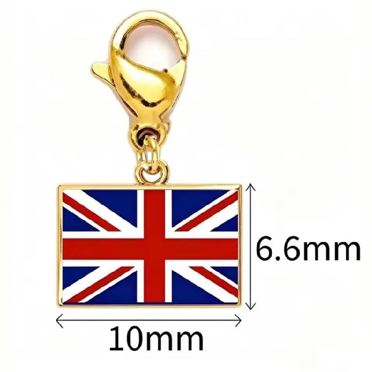 Stainless Steel Country Flag Bracelet Pendant Hand Chain Charm Travel Wristlet Keychain with Lobster Clasp and Small Profile