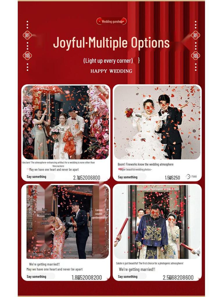 Handheld Wedding Petal Confetti Tube: Special Atmosphere Props with Ribbons and Flower Sprays