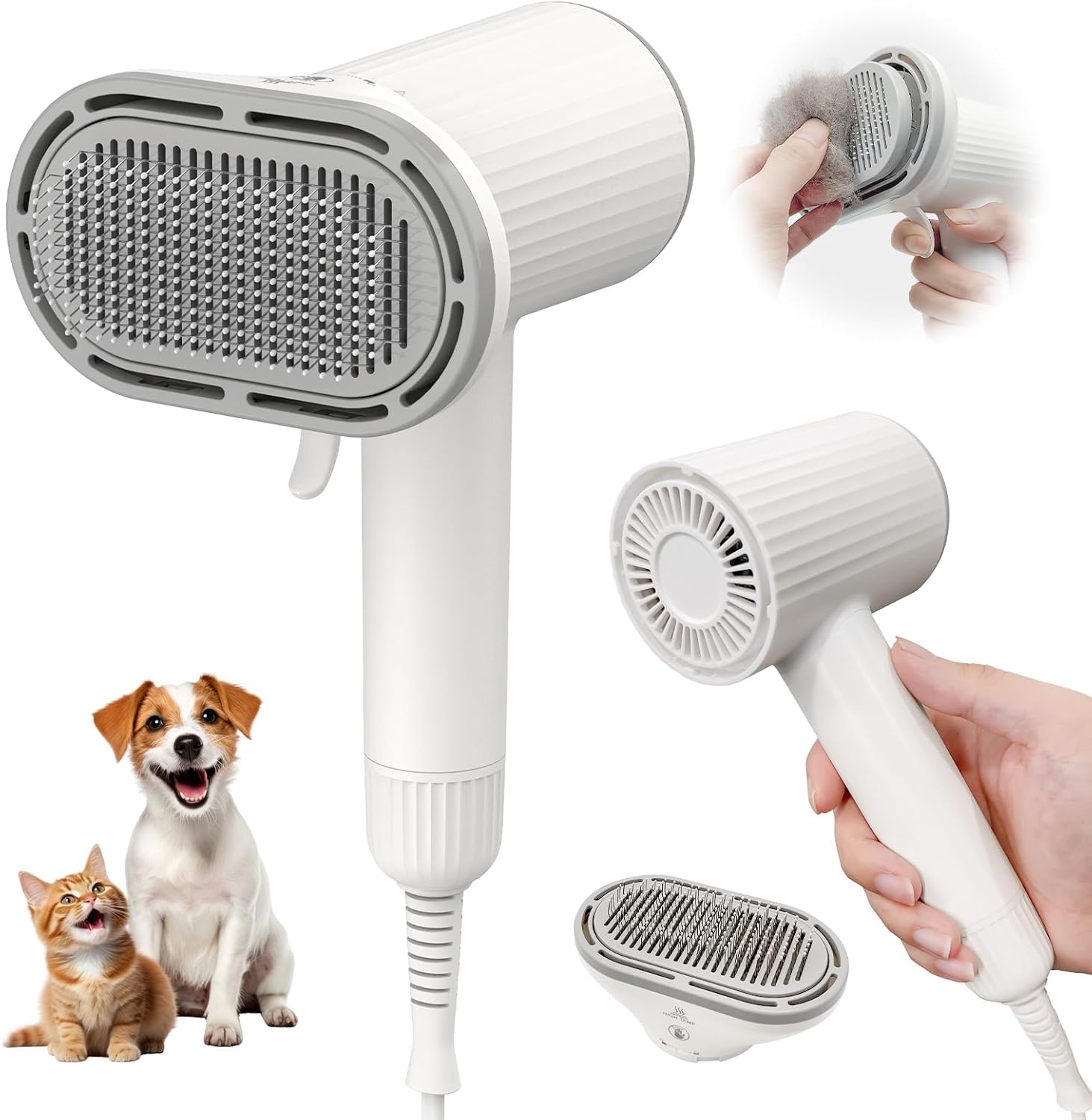 

Dog Brush for Shedding, 2in1 Pet Hair Dryer Dog Grooming Brush with Removable Comb, Adjustable Temperature Speed, Portable Brush