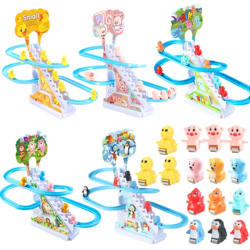Electronic Electronic Climbing Stairs Toy Plastic Slide Track Coaster  Children Fun Toy