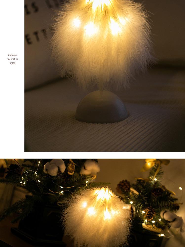 New Year Girl Table Lamp - Trendy Night Light, Birthday Gift, Room Decoration, Feather Lamp