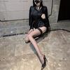 Sexy Red Knee Socks Women's Red Edge Black Silk Long Thigh Socks Babes Ultra-thin Screw Stockings HB