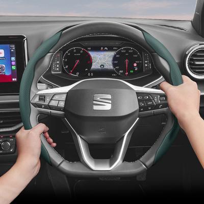 Suitable for Breathable Leather Steering Wheel Cover with Segmented Quick-Release Design, Non-Slip and Durable, for Models Such As Ibiza, Arona