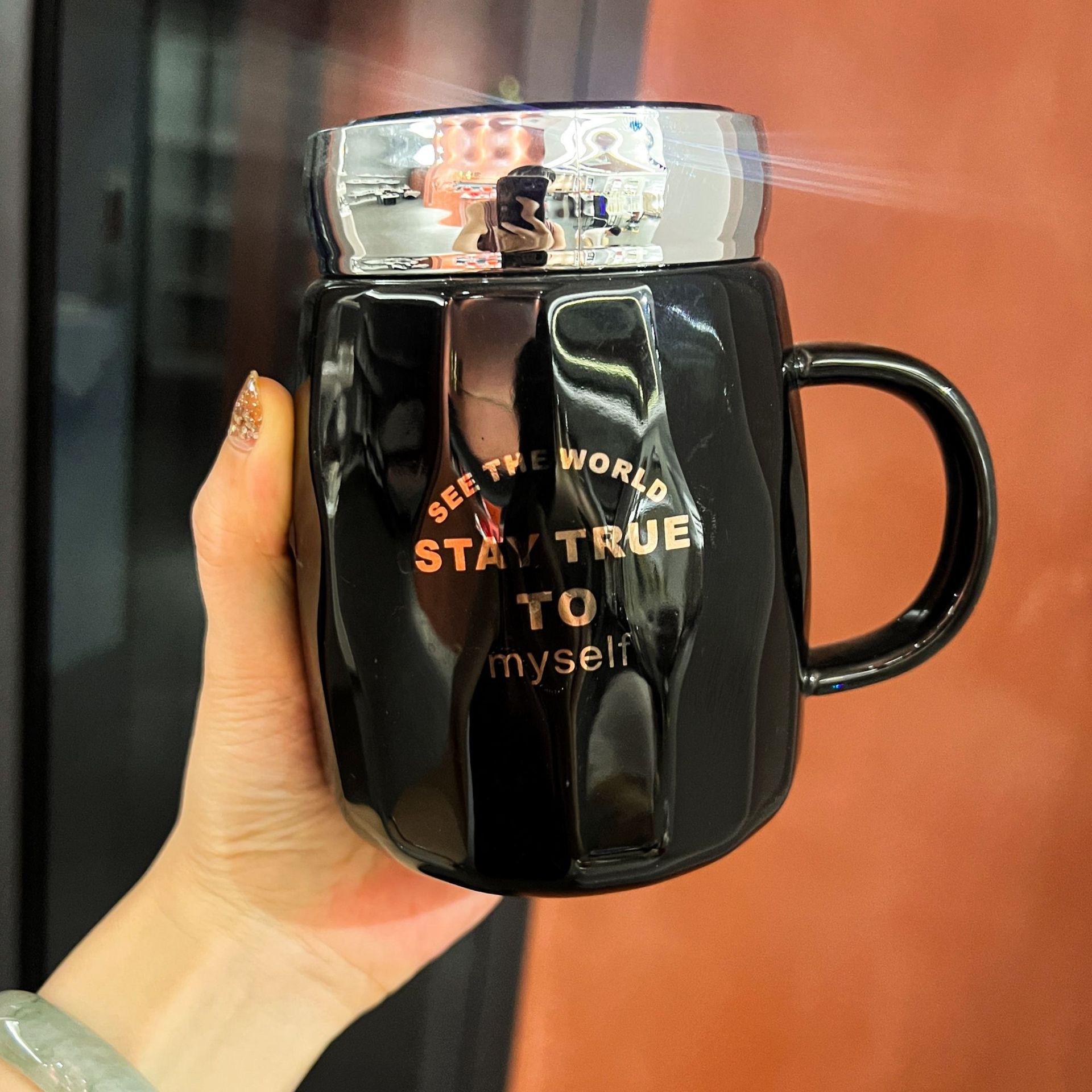 

Кружка керамическая парная в корейском стиле, студенческое общежитие, высокая ценность, большая вместимость, чашка для завтрака, бытовая чашка для молока 401-500ml