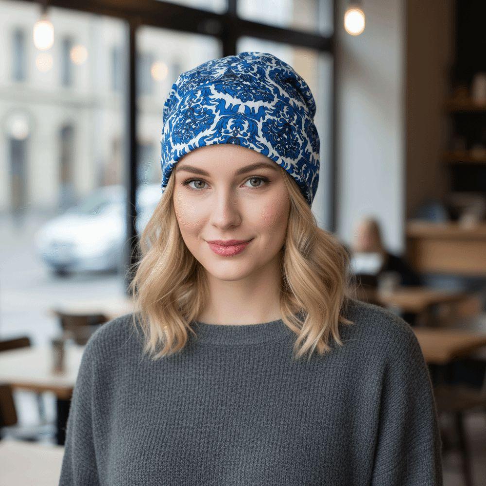 Contrasting Colors Pullover Hat Plaid Print Keep Warm Women's Pile Hat  Autumn and Winter