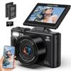 Fotocamera Digitale Beho 75 milioni di pixel Registrazione 5K Funzione Wi-Fi Invio a smartphone Display Rotante a 180 gradi Schermo Grande da 3,0 pollici Zoom 18x Selfie