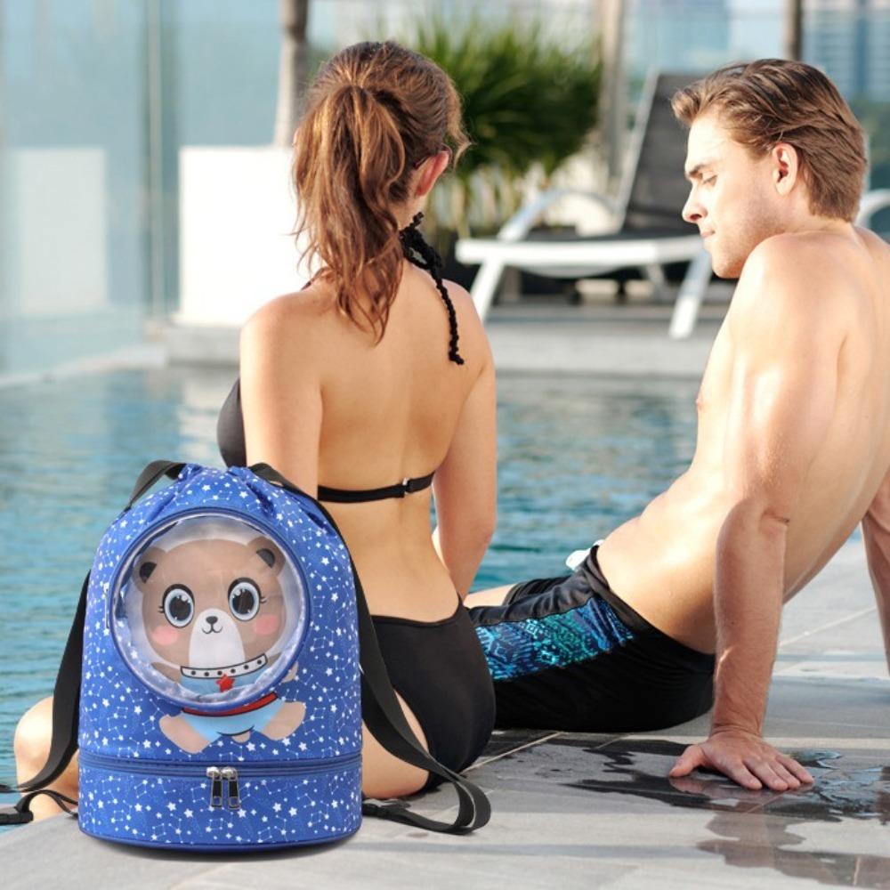 Large Capacity Cartoon Swim Bag Waterproof Wet and Dry Bag Cute Drawstring Storage Bag  Kids