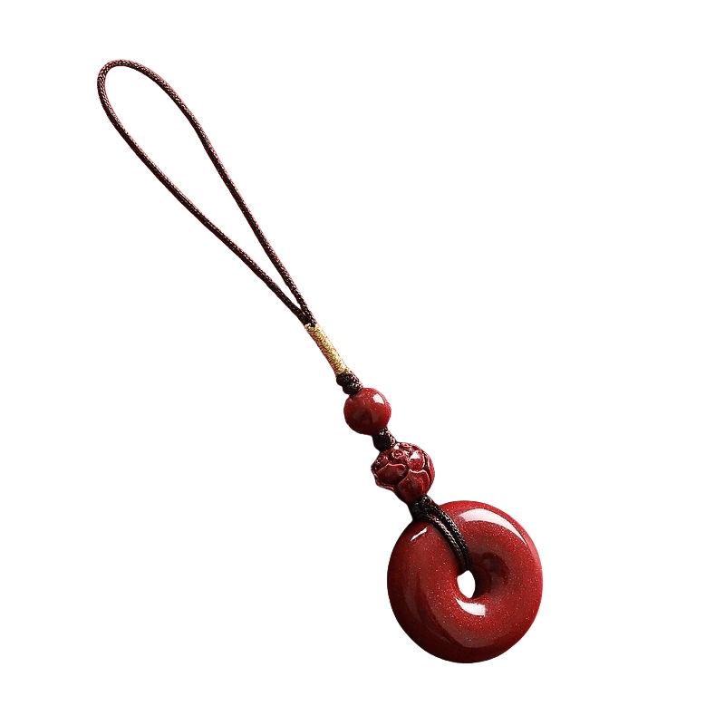 Cinnabar Charm USB Flash Drive Pendant with Purple-Gold Sand, Coin Purse, and Keychain Attachment