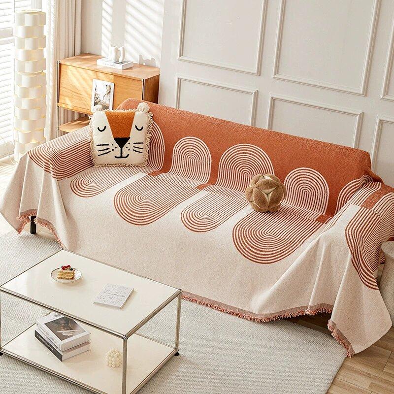 

[Pet Family] Middle East Chenille Sofa Cover Cloth Anti-cat Scratch Advanced Gray Solid Color Universal Four Seasons 180X130CM