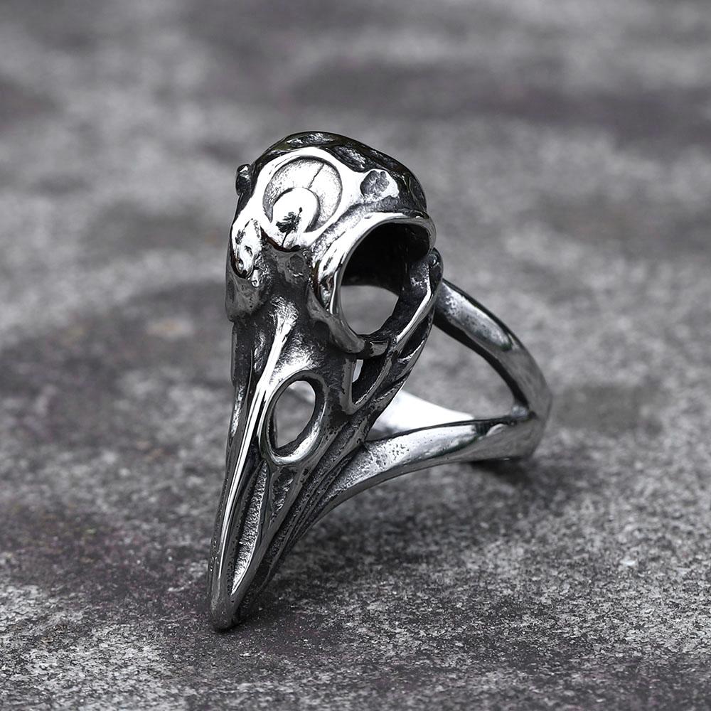 

2023 NEW Men s 316L stainless steel rings Nordic VIKING Odin raven head Animal Amulet Jewelry Gifts free shipping 11