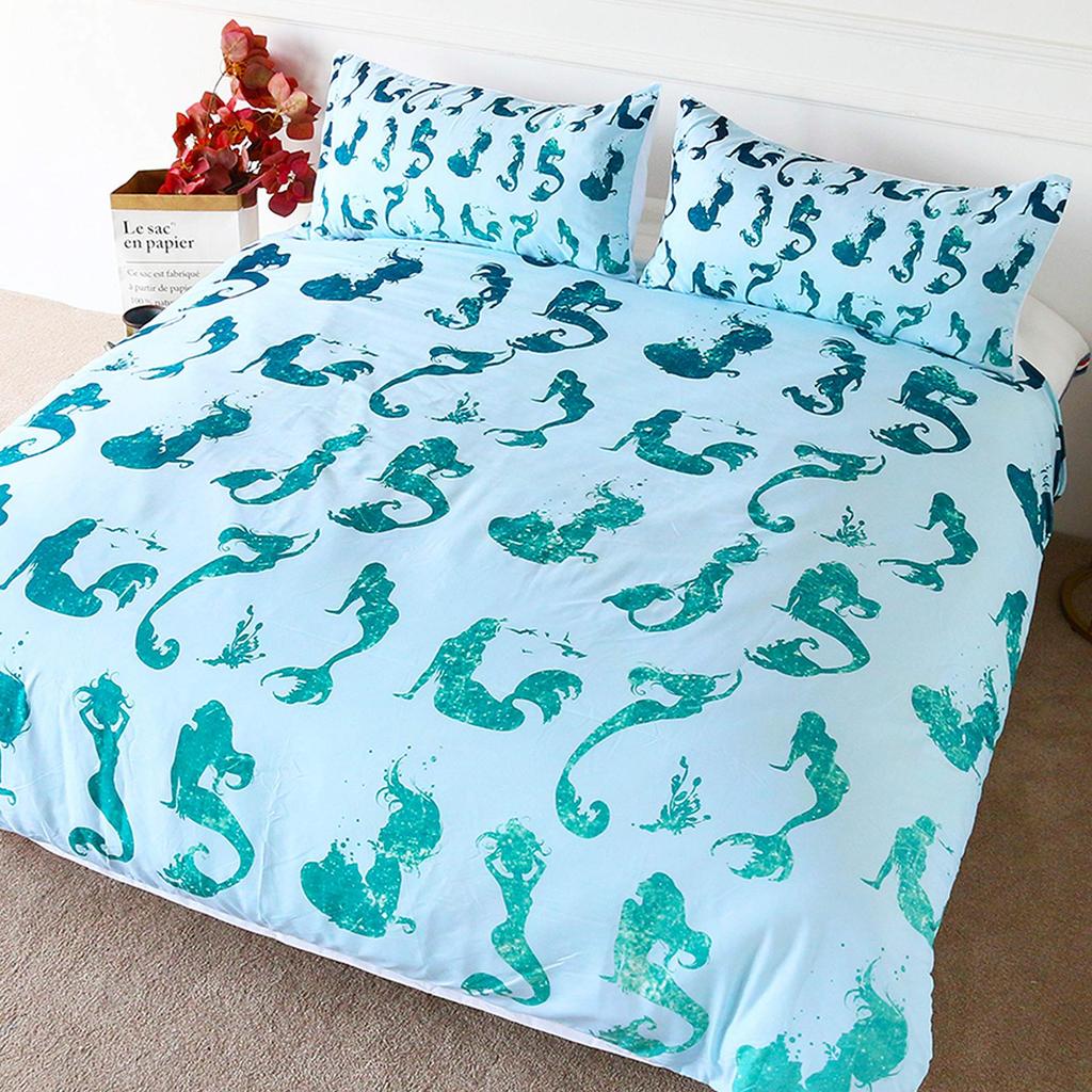 Watercolor Mermaid Bedding Three-Piece Quilt Cover Walmart Exclusive