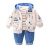 Herbstanzug für Jungen Neue koreanische Ausgabe Kinder Reißverschluss Hoodie Mantel Baby Ausländer Dreiteiliges Set