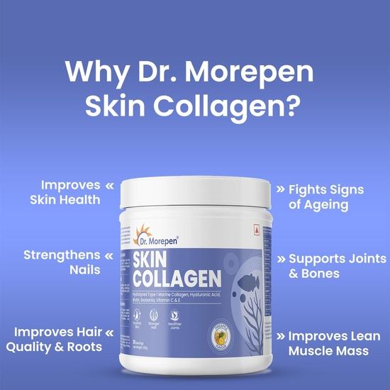 DR. MOREPEN Marine Collagen Skin Protein Powder With Hyaluronic Acid, Vitamin C, Sesabania & Biotin | Pineapple Flavour | 250g